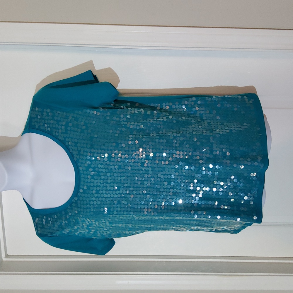 Cato teal embellished top.